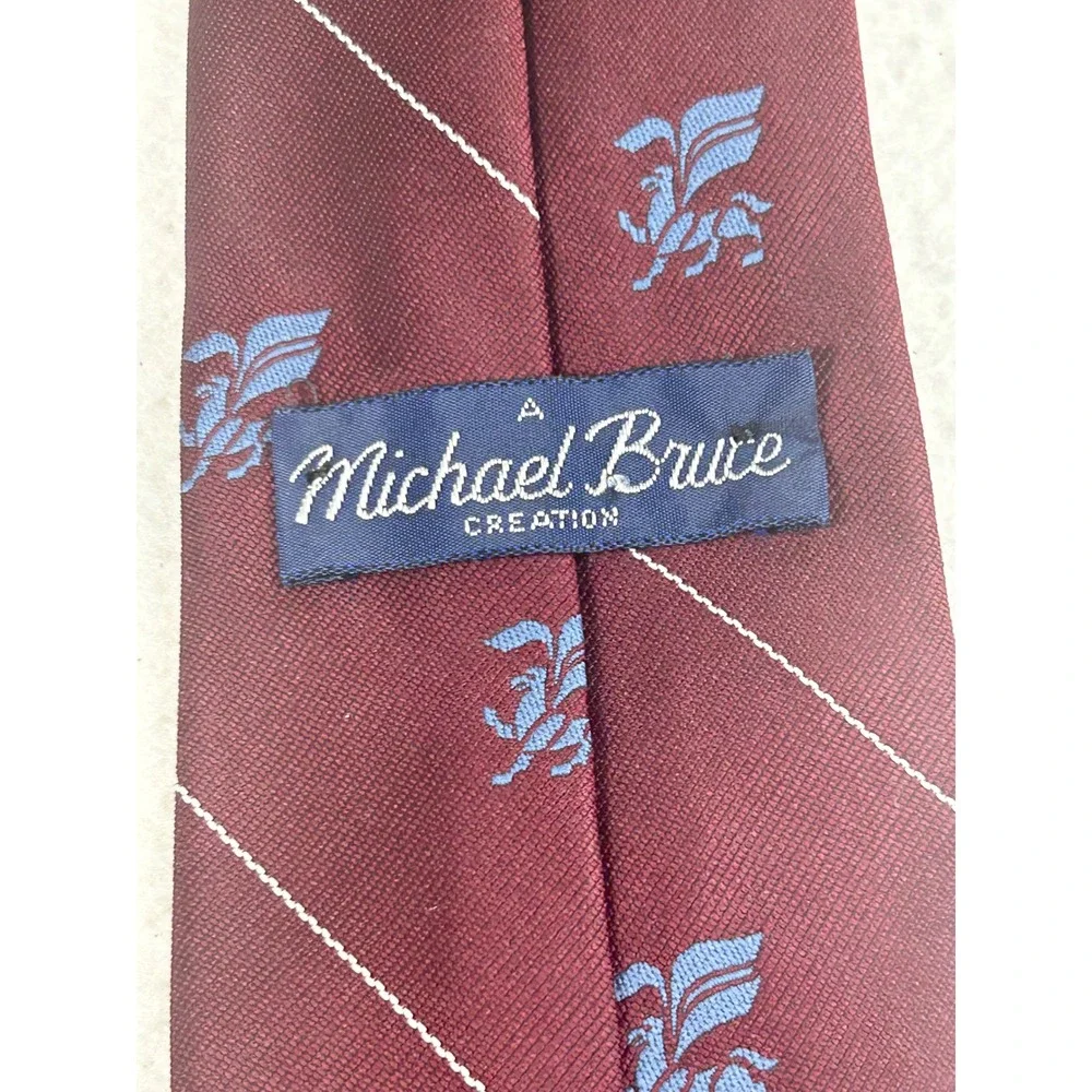 Michael Bruce Creation Necktie Mens OS Burgundy Griffin Crest Preppy